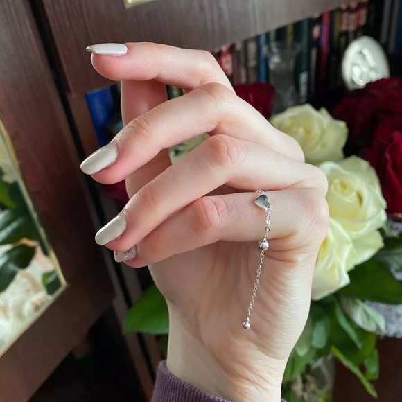 Ring heart chain 925 genuine adjustable womens - Picture 7 of 8